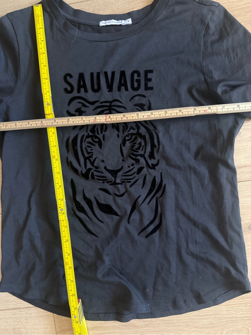 Black Short Sleeve Graphic Tee - Tiger Motif